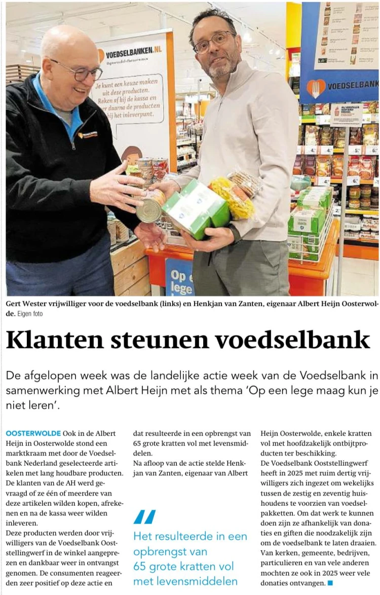 Kranten artikel over de donatie